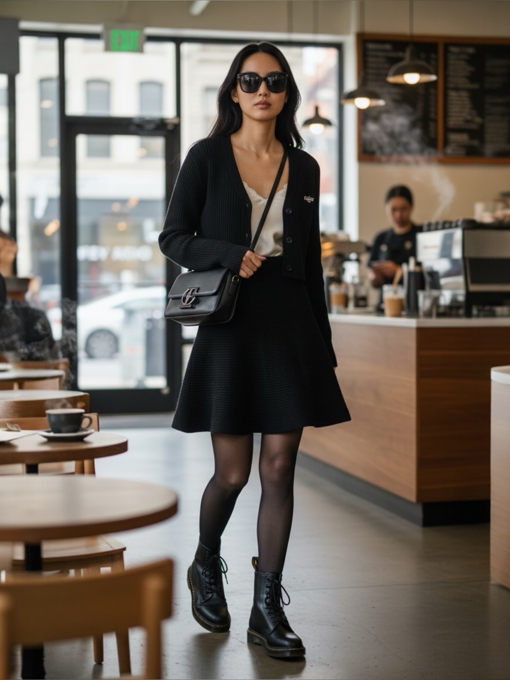 Stella Mccartney Black Cashmere Silk Wool High-Waisted Sweater Knit Skirt Sz Lrg